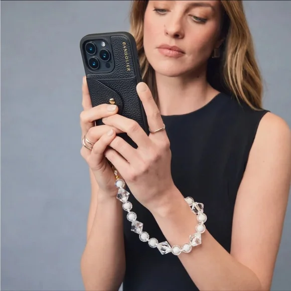 Bandolier Clear Beaded Phone Strap with Gold Accent - Picture 5 of 5